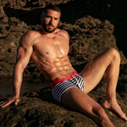 Boxer De Bain Iconic Swim TOF PARIS TOF207BU -Magasin De Lingerie De Mode Boxerbain tof tof207bu raye a 1