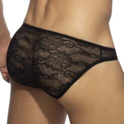 Slip Addicted Flowery Lace AD1078 -Magasin De Lingerie De Mode Slip ad ad1078 noir 3