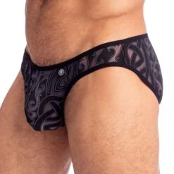Slip L Homme Invisible Devore Tattoo MY44DEV -Magasin De Lingerie De Mode Slip hi MY44dev noir 4