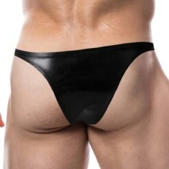 Tanga Cut4Men Black Leatherette C4M11 -Magasin De Lingerie De Mode Tanga c4m C4M11 noir 3