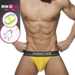 Jock Strap Cockring Addicted Mesh AD924 -Magasin De Lingerie De Mode jockstrap addicted AD924 jaune 5