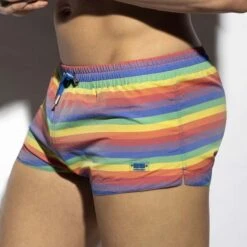 Short De Bain ES Collection Rainbow Multi Stripes 2304 -Magasin De Lingerie De Mode shortbain esco 2304 multi 4