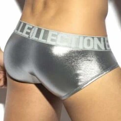 Slip ES Collection Shiny Party Push Up UN444 -Magasin De Lingerie De Mode slip escollection un444 argent 3