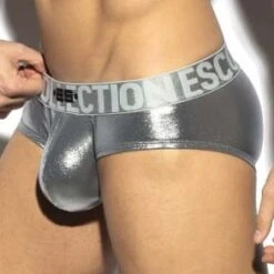 Slip ES Collection Shiny Party Push Up UN444 -Magasin De Lingerie De Mode slip escollection un444 argent 4
