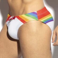 Slip De Bain ES Collection Rainbow 2101 -Magasin De Lingerie De Mode slipbain 2101 esco blanc 4