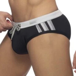 Slip De Bain Addicted Black Striped ADS281 -Magasin De Lingerie De Mode slipbain ads281 addicted argent 4