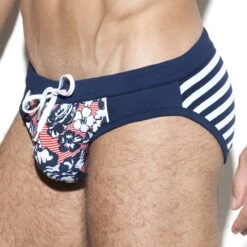 Slip De Bain ES Collection Flowery Sailor 1923 8 Slip De Bain ES Collection Flowery Sailor 1923 -Magasin De Lingerie De Mode slipbain escollection 1923 bleu 4