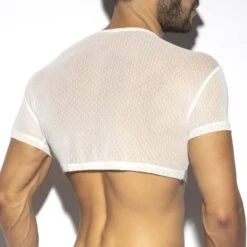 T-Shirt ES Collection Plumetti Crop Top TS297 -Magasin De Lingerie De Mode tshirt es TS297 blanc 3