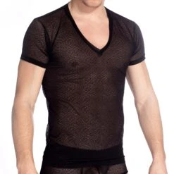 T-Shirt L Homme Invisible Damien MY61DAM -Magasin De Lingerie De Mode tshirt hi my61dam noir 4